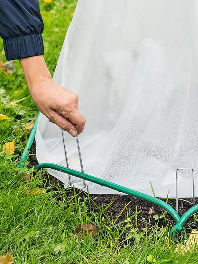 GROWNEER 100 Packs 12 Inches Landscape Staples Heavy Duty 11 Gauge Galvanized Steel Garden Stakes Staples Securing Pegs for Securing Weed Fabric Landscape Fabric Netting Ground Sheets and Fleece