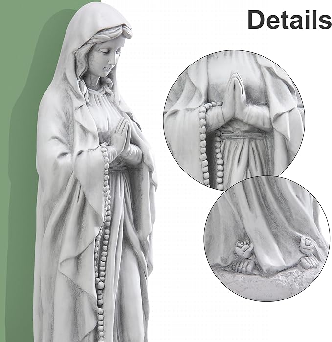 TOETOL Virgin Mary Praying Statue 29.9 Inch Tall Outdoor Garden Religious Decorations Statue Clearance for Home Yard Patio Lawn Hallway Decor Sculpture Magnesium Oxide Stone