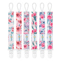 babygoal Floral Pacifier Clips, 6 Pack Binky Paci Holder Clips Leashes Fits for Most Baby Pacifiers and Binkies