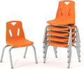Berries Jonti-Craft 8144JC6114 Stacking Chairs with Chrome-Plated Legs, 14" Height, Orange, Pack of 6