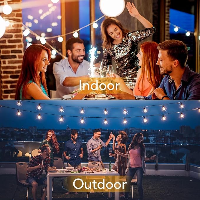 60FT Outdoor String Lights Waterproof, Bright 2700K LED Patio Lights String with 30+1 G40 Shatterproof Globe Bulbs, Connectable Edison String Lights for Outside, Garden, Balcony, Porch