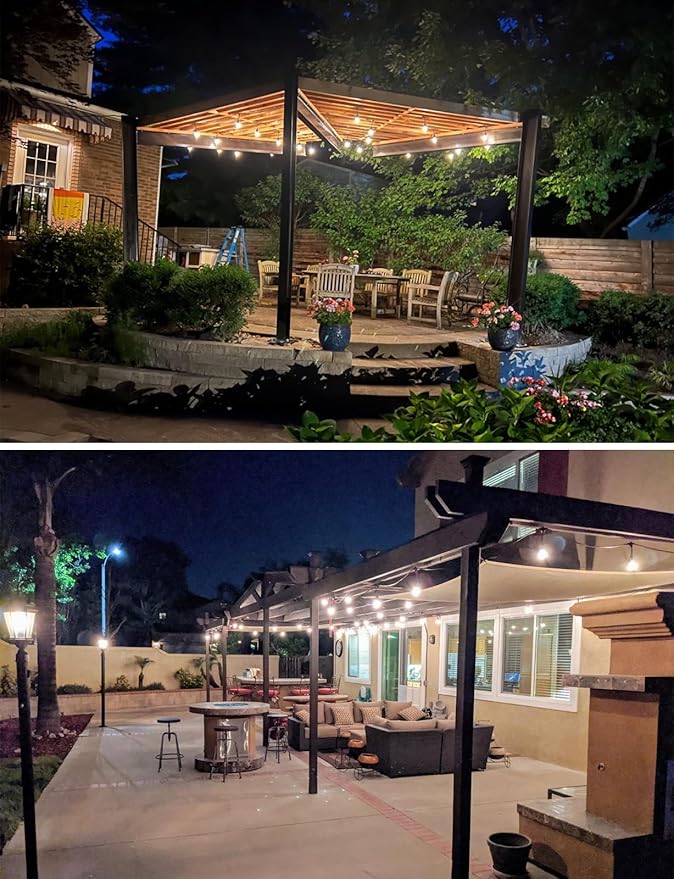 String Lights for Outside Patio 26FT IP65 Waterproof Outdoor String Lights Led with 13+1 S14 1W Shatterproof Bulbs for Patio Bistro Backyard Pergola Balcony Garden