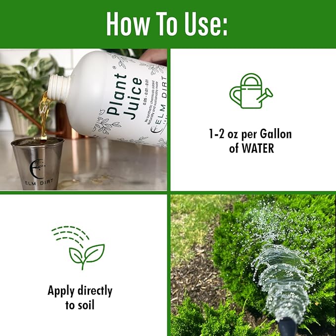 Elm Dirt Plant Juice Organic Fertilizer for All Plants - Indoor or Outdoor (1 Bottle)