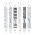 babygoal Neutral Grey Pacifier Clips, 6 Pack Binky Paci Holder Clip Leashes Fits for Most Baby Pacifiers and Binkies