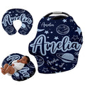 Custom Car Seat Covers for Babies - Breathable Blue Planet Baby Car Seat Cover for Girls Boys, Kick-Proof Newborn Carrier Canopy Stretchy Stroller Cover for 4 Seasons