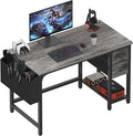 Lufeiya Computer Desk with Fabric Drawers, 40 Inch Gaming Desk for Small Space Home Office, Modern Simple Study Writing Table PC Desks for Bedroom, Gray