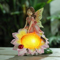 Fairy Garden Statues Outdoor Decor, Solar Fairy Lights Outdoor Sunflower Decor Lawn Ornaments Resin Sculptures Fairies Garden Decor for Outside Yard Art Patio Porch, Gifts for Women Mom