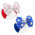 Baseball Baby Bow Headband High Stretchy Soft Nylon Headbands for Infant Girls Toddler Handmade Hairbands with Bows Baseball Hair Accessories Red Blue