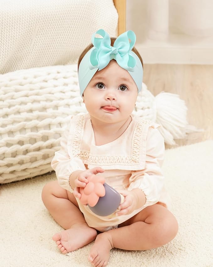 doboi 4 Inch 20pcs Baby Headbands Baby Girl Hair Bows Infant Newborn Toddler Baby Bows and Nylon Headbands Bows for Baby Girls Hair Accessories