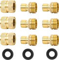 STYDDI Brass Full Flow Garden Hose Quick Connect Fittings, Full Port Solid Brass Outdoor Water Hose Quick Disconnect Connector Coupler with Male and Female - 6 Male and 3 Female
