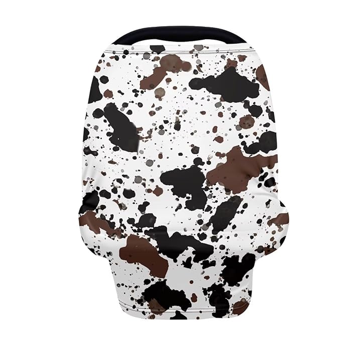 AFPANQZ Cow Print Nursing Covers for Newborns Baby Car Seat Covers for Baby Boys Girls, All Season Baby Carseat Canopy Cover Ups Breastfeeding Scarves Breathable Scarf