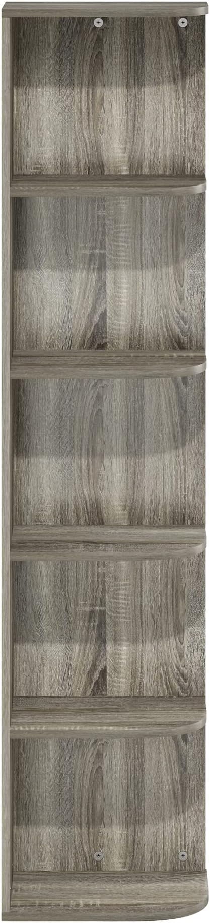 Furinno Pasir 5-Tier Corner Open Shelf Bookcase, French Oak