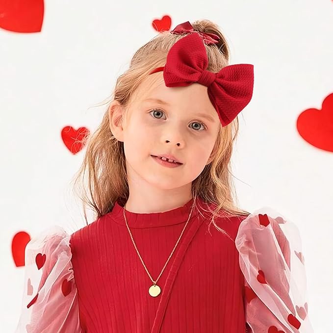 YanJie Valentine's Baby Headbands Red and Pink Bows Newborn Heart Headbands Wide Hairbands Valentines Gift Baby Girl Hair Accessories Infant