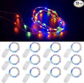 Ostwiki Colored Fairy Lights Mini Lights Battery Operated, 12-Pack 7ft 20 Small LED Lights for Crafts, Multi Colored Mini String Lights for Mason Jar Bedroom Wedding Party Table Christmas Decoration