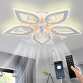 Ceiling Fans with Lights 20" Low Profile Flush Mount Fandelier Fan Lights Ceiling Fixtures with Remote/APP Control Dimmable 6 Speeds Reversible for Bedroom Chandelier Fan Living Room Kitchen