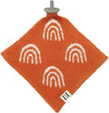 L+L USA Rainbow Baby Lovey Pacifier/Teether Holder 10"x10" - DreamSoft Plush Fluffy Cuddly Soothie Reversible Mini Comfort Blanket - Cute Newborn Gift Essential Babies Boys Girls (Rust Orange/White)