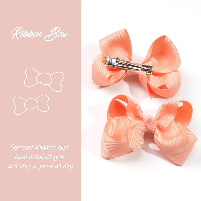 CÉLLOT 40 Pieces 3 Inch Hair Bows for Girls Clips Grosgrain Ribbon Boutique Hair Bow Alligator Clips For Girls Teens Toddlers Kids