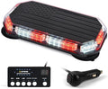 Xprite White Red Rooftop Emergency Strobe Light Bar, US Flag Beacon Safety Flashing Volunteer Firefighter Lights w/Control Panel Magnetic Base for First Responder Vehicles Fire Trucks