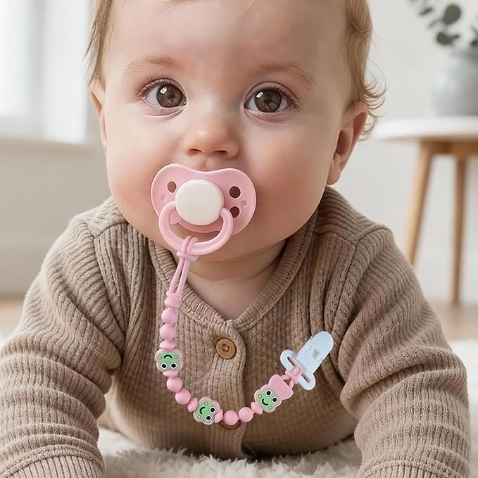 Pacifier Clips 2 Pack, Silicone Baby Pacifier Clips with One Piece Design, Frog Character, BPA Free - CPSIA Certified, Soft Flexible Paci Clip Holder