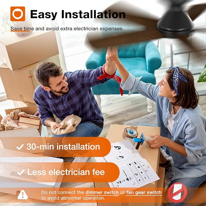 addlon Ceiling Fans with Lights, 42 Inch Low Profile Ceiling Fan with Light and Remote Control, Flush Mount, Reversible, 3CCT, Dimmable, Quiet, Black Small Ceiling Fan for Bedroom Indoor/Outdoor Use