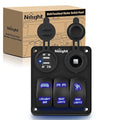 Nilight ３ Gang Rocker Switch Panel with USB Charger and Cigarette Lighter 12V 24V Toggle LED Light Bar Rear Lights Rock Switches for Cars Rvs Trucks