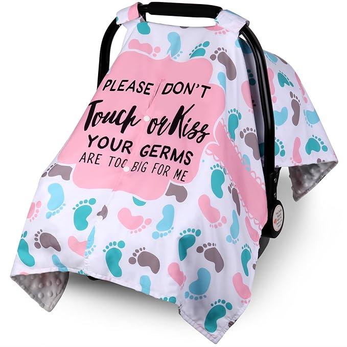 Metplus 2 in 1 Writing Style Baby Car Seat Cover, Car Seat Canopy for Babies, Mom Multiuse Nursing Cover, Minky Baby Carrier Covers, Newborn Boy Girl, Peekaboo Opening