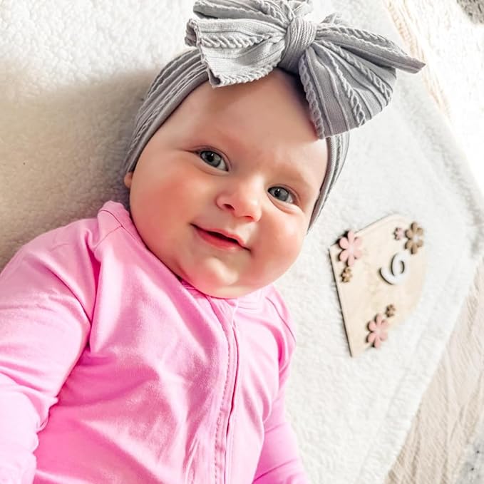 8 Pcs Baby Bows Headbands Soft Nylon Hairbands Super Elastic Headband Hair Accessories For Baby Girls Infant Toddler Essentials (8 Color-Warm, Mid)