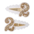2nd Birthday Hair Clip for Baby Girls - White Glitter Number 2 Hair Clip, Girl Birthday Party Decorations, Two Year Old Photo Props