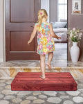 3.5"/6" Heightable Wooden Outdoor Step, 100% Heartwood Step Stools for Adults with 4 Additional Legs & Anti-Slip Traction Tape, One Step Stool for Elderly, Adults, Kids (30" L x 16" W)
