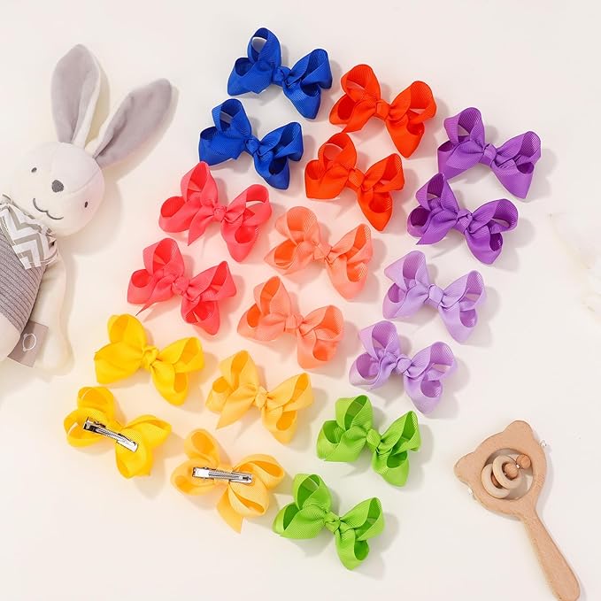 50 Pieces Hair Bows for Girls 3 Inch Grosgrain Ribbon Toddler Hair Accessories with Alligator Clips for Toddlers Baby Girls Kids Teens