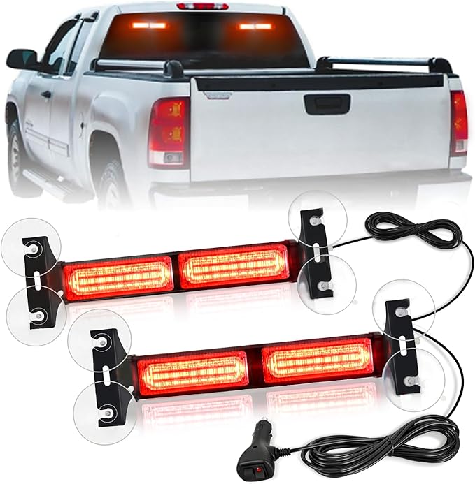 Nilight 40LED Red Emergency Strobe Traffic Advisor Light Bar with Suction Cups Dash Safety Warning Hazard Flashing Lights Interior Front/Rear Windshield for Trucks Construction Vehicles