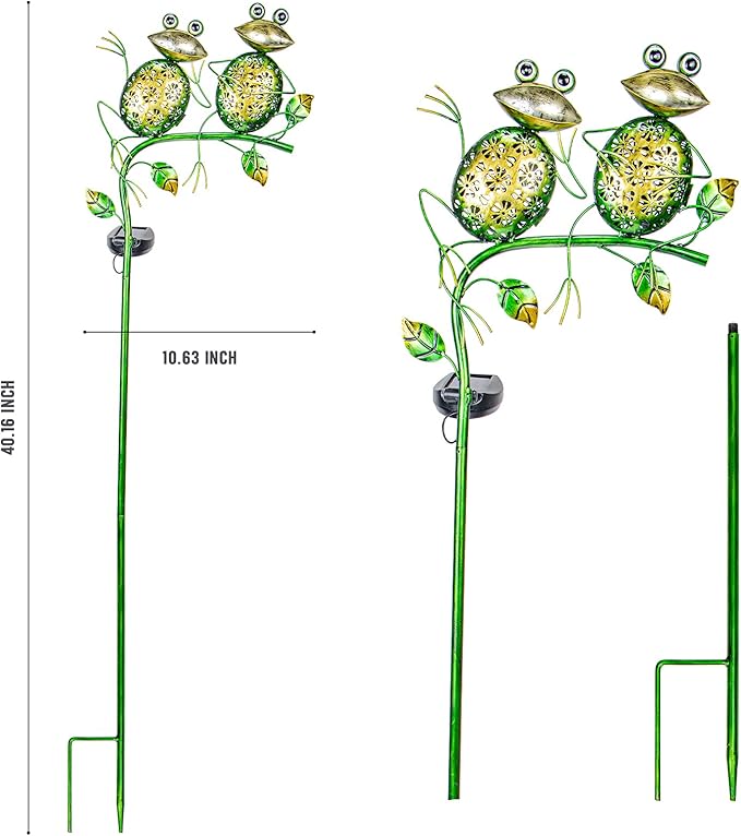 Bshine Outdoor Solar Garden Decorative Frog Lights, Waterproof LED Metal Stake Yard Art for Backyard, Path, Lawn Ornaments for Mom Gifts, Mother's Day Gifts