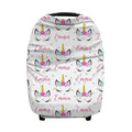 Personalized Horse with Horns Baby Car Seat Covers with Name, Custom Nursing Cover Breastfeeding for Babies, Carseat Canopy for Girls, Infant Stroller Cover, Breathable Carseats Cover