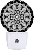 Black White Mandala Night Light Plug-in Sleep Lamp Led Dusk to Dawn Night Light for Bedroom