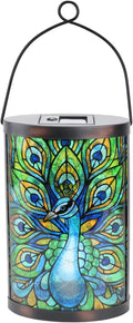 Afirst Solar Lantern Outdoor, Hanging Glass Peacock Solar Lights Waterproof Led Lamp for Garden Yard Tree Desk Decor