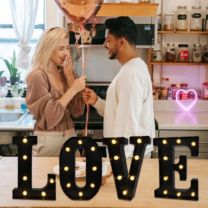 Led Marquee Letters, 8.58 Inch Black Light Up Letters, Small Led Letter Lights, Battery Powered Lighted Letterfor Table, Party, Birthday, Christmas Decor (Black, Letter X)