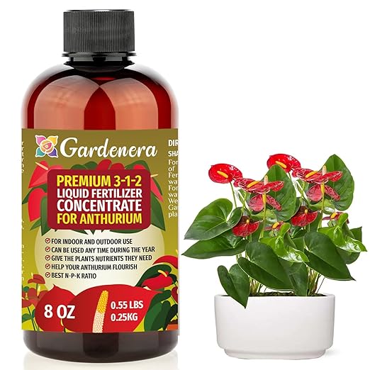 Gardenera Premium Liquid ANTHURIUM Fertilizer - 3-1-2 Concentrate for Indoor Plants and Flowers - Organic Plant Food - 8oz