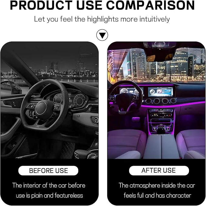 Car LED Strip Light, 12V 48 LED Interior Atmosphere Lights Under Dash Ambient Night Light, Universal Auto Interior Decorative Lamp with USB Port, Truck SUV Car Accessories (Pink Purple, USB)