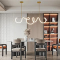 SMG Modern LED Linear Pendant Light for Dining Room, Dimmable Gold Kitchen Chandelier, 47" Linear DIY Chandelier with Remote Control Stepless Dimming, Restaurant Office Long Hose Lamp