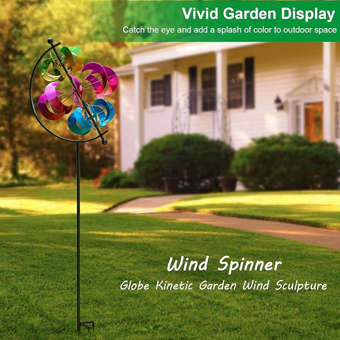 Wind Spinner for Garden and Yard - Large Metal Kinetic Wind Sculpture for Outdoor Decor (Moons)