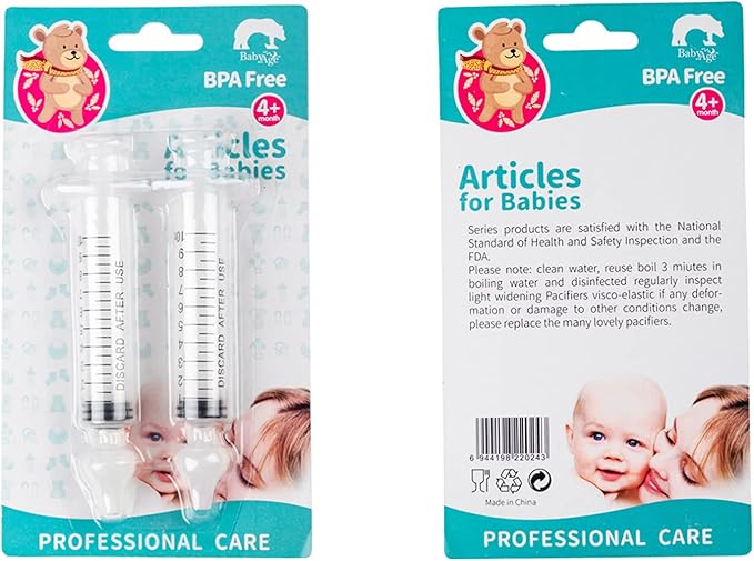 Infant Nasal Irrigator, 2 Box (Pack of 4) 10ml Portable Syringe Nose Wash Cleaner for Babies & Toddlers, Nasal Cavity Congestion Relief Device with Soft Silicone Tip