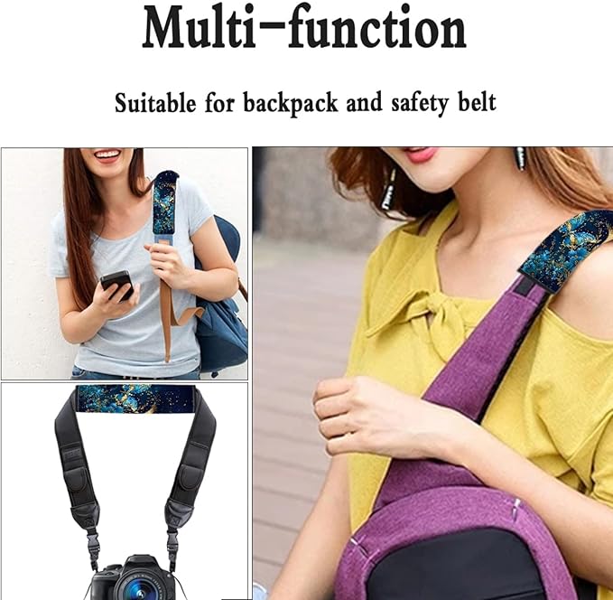 UNICEU Galaxy Blue Butterfly Car Seat Belt Covers, Soft Shoulder Strap Pad for Kids Adults, 2 Packs Soft Neoprene Safety Seatbelt Shoulder Strap