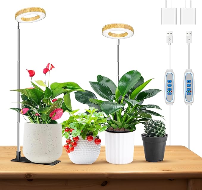 Kullinss Grow Light, 48 LEDs Full Spectrum Plant Lights for Indoor Growing with Detachable Base, 6/12/16H Timer, 3 Color Modes, Height Adjustable, Ideal Small Plant Grow Light for Succulents, Herbs
