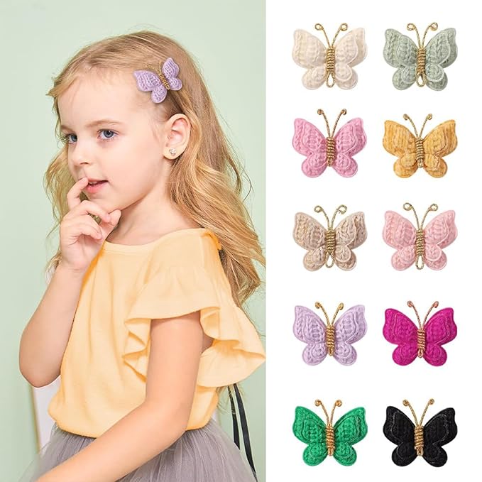 2 Pcs Butterfly Hair Bow Girl, Kid's Cute Hair Clips Barrettes Accessories for Infants Toddlers Baby Kids Fine Hair (Purple)