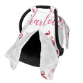 Personalized Car Seat Covers for Babies Custom Name Car Seat Canopy for Newborn Baby Boys Girls 2 in 1 Mom Nursing Breastfeeding Covers Flamingo Minky Baby Carrier Covers with Peekaboo Opening