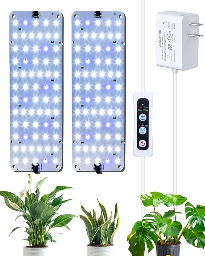 Panel Grow Light for Indoor Plants, 20W Ultra-Thin Full Spectrum LED Grow Light for Shelf & Cabinet, Dimmable with 6/12/16H Timer, Bluish White, 1-Pack