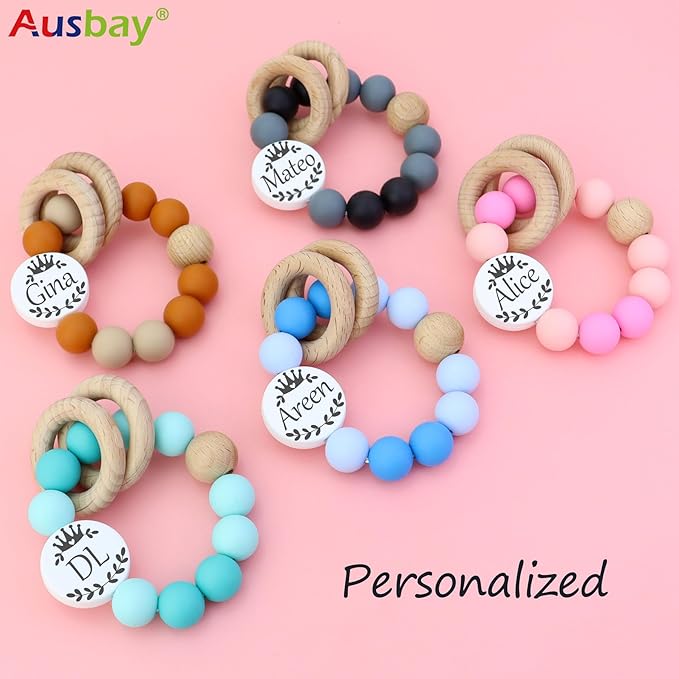Personalized Rattle with Name can be Used with a Customized Pacifier Clip for Boy and Girl Gift (Set) (Pink)