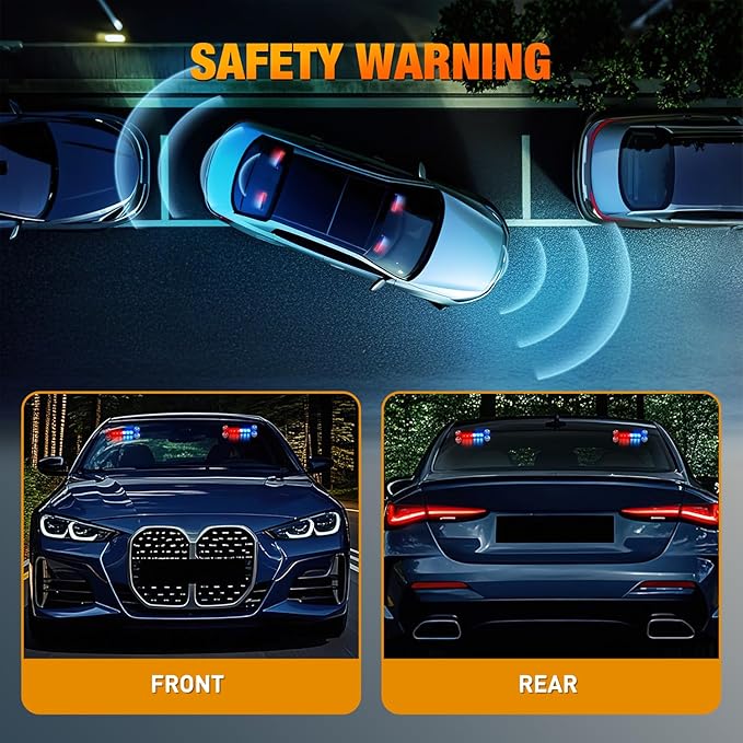 Nilight 12LED Emergency Strobe Traffic Advisor Light Bar 2 in 1 Red Blue Dash Warning Safety Flashing Lights Front/Rear Windshield Construction Lights for Trucks Cars Plow Police Firefighter Vehicles
