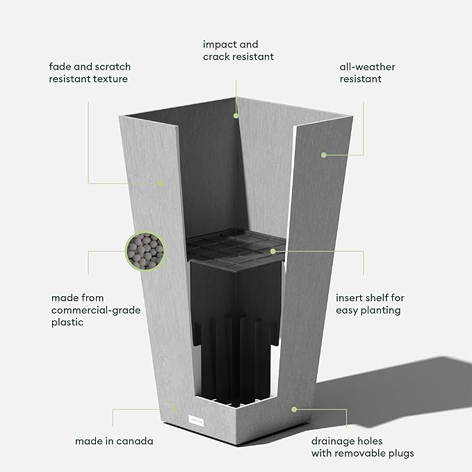 Veradek V-Resin Indoor/Outdoor Taper Planter (30 inch, Grey)