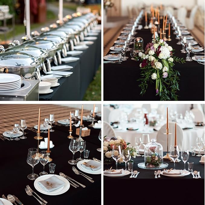 Rectangle Tablecloths 90x132 Inch 6 Pack Black Tablecloth for 6ft Washable Decorative Linen Polyester Table Cloths for 8ft Dining Table Banquets Buffet Parties and Wedding